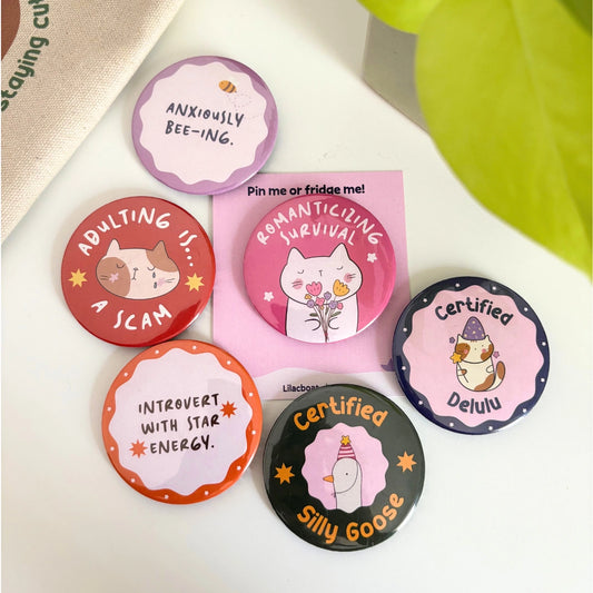 Pin Me Or Fridge Me Badges (Pin + Magnet!) ✨