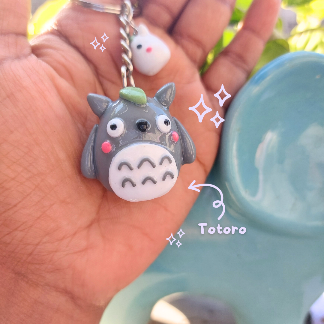 Totoro Keychain with White Totoro Side Charm