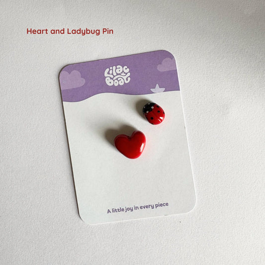 Heart & Ladybug Pins